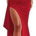 Women's Sexy Strapless Backless High Split Long Maxi Dress Ruched Off Shoulder Sleeveless Bodycon Party Cocktail Dresses S, Red