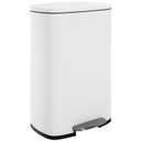 FDW Kitchen Trash Can with Lid for Office Bedroom Bathroom Step Trash Bin Fingerprint-Proof Brushed Stainless Steel Garbage Can 13 Gallon / 50 Liter (White)