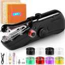 Handheld Sewing Machine, Battery Operated Mini Sewing Machines for Beginners, Fast Stitching Electric Hand Sewing Machine with Accessory Kit, Hand Stitching Machine for DIY Fabrics Clothes Home Travel (Black)