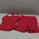 SUUKSESS Women 2 Piece Workout Sets High Waisted Tummy Control Biker Shorts Halter Padded Tank Tops (Small, Magenta)