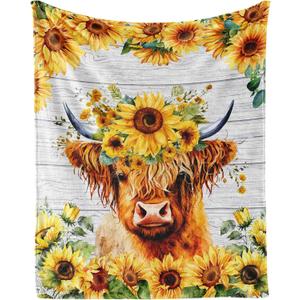 Highland Cow Blanket - Highland Cow Gifts for Women Girls Adults - 40"x50" Kids Throw Blankets for Couch - Soft, Fuzzy & Cozy - Cute Warm Throws Gift