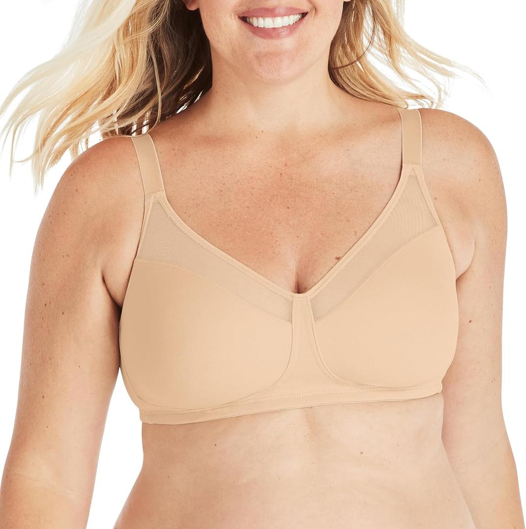 Playtex Women's 18 Hour Minimizer Smoothing Full-Coverage Wireless T-Shirt Bra with Mesh Trim, 40DDD