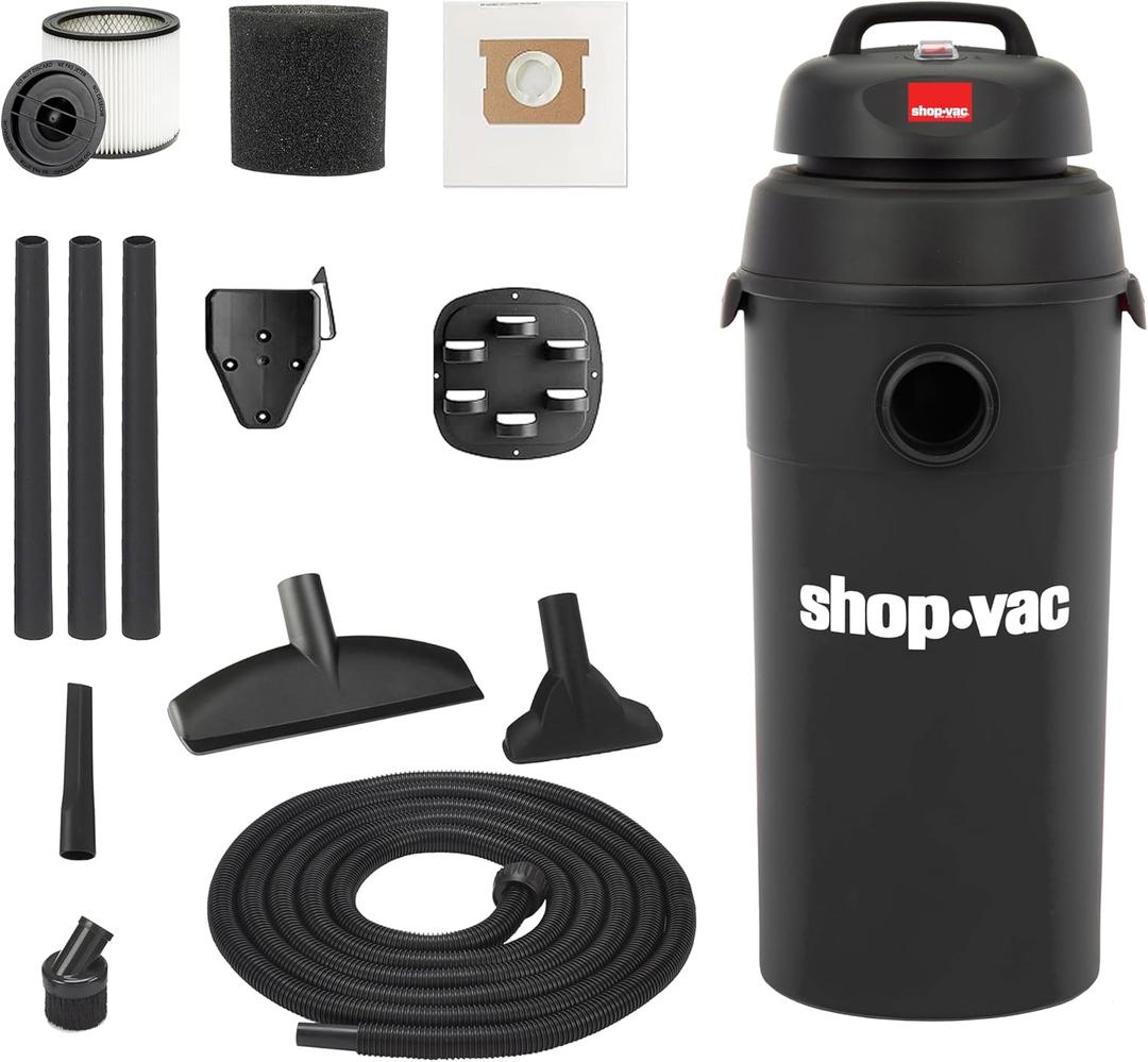 Shop-Vac 9522205 5 Gallon 5.5 Peak HP Hangup Wet/Dry Vacuum, 1.25 Inch Diameter x 18 Foot Hose, 6 Foot Cord, Wall Mount Included, Ideal for Garage, Workshop & Home