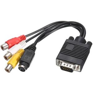 MECCANIXITY VGA to RCA Cable, 3RCA + S-Video Adapter VGA Cable for TV PC Computer