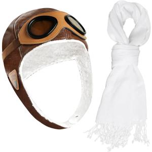 Pilot Aviator Costume for Kids for Birthday Party Halloween Cosplay (Brown)