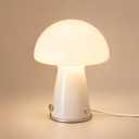 White Small Mushroom Table Lamp Suit for Bedroom and Nightstand | 3000K Warm Light,Plug-in Design,Cute Aesthetic Lamp,Mid Century Modern Style,Glass Lampshade,Cozy Bedroom Decor,Bauhaus Lamp