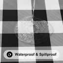 Smiry Square Picnic Table Cloth, Elastic Waterproof Fitted Vinyl Tablecloths, Flannel Backed Buffalo Plaid Table Covers for Dining, Camping, Outdoor (Black and White, 34" x 34")