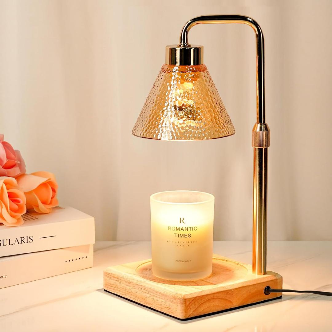 Modern Candle Warmer Lamp, Dimmable Candle Lamp Warmer with Timer, Birthday Gifts for Women Who Have Everything, for Mom, Adjustable Men's Candle Lamp, Cozy Living Room Bedroom Decor (Gilded Amber)