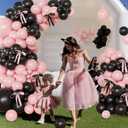 Pink Black Balloon Garland Arch Kit, 141Pcs Pink and Black Balloons Different Sizes 18 10 5 Inch and Bows for Coquette Birthday Wedding Baby Shower Bridal Shower Party Decorations