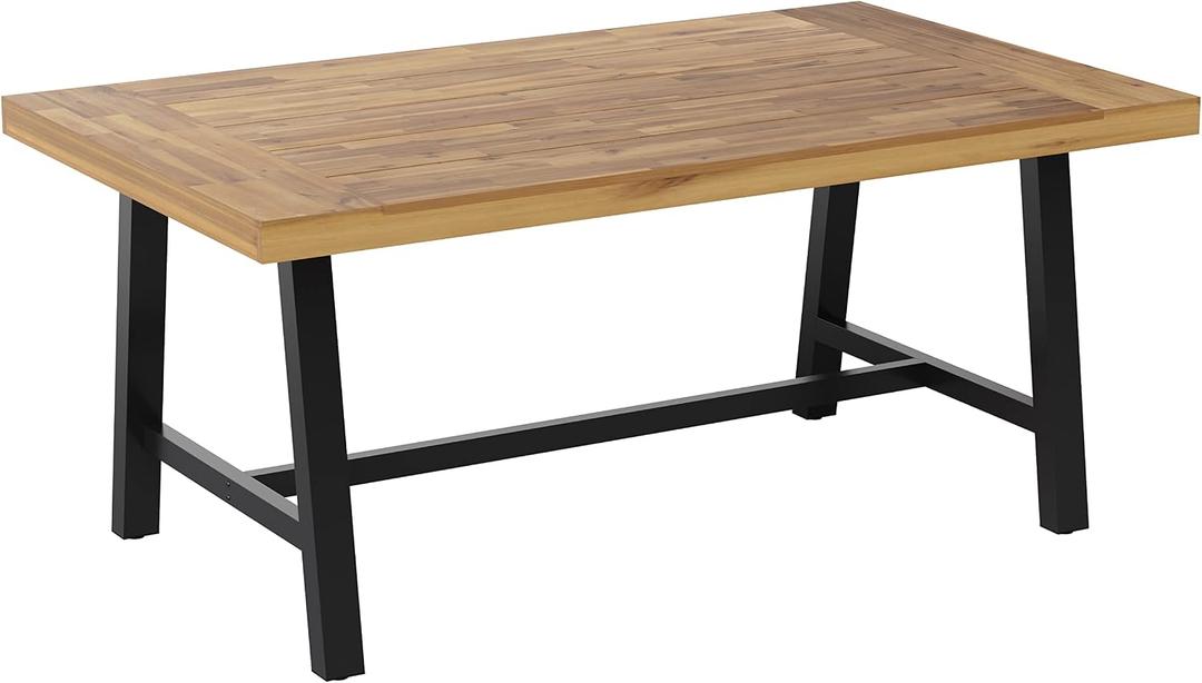Flash Furniture Commercial Indoor/Outdoor Dining Table, Natural/Black