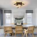 Semi Flush Mount Ceiling Light Fixture, 4 Light Industrial Ceiling Light Fixtures Ceiling Mount Black Farmhouse for Kitchen Lighting Fixtures Ceiling, Bathroom Ceiling Light, Bedroom, Hallway(2 Pack)