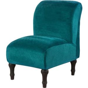 JIAN YA NA Armless Accent Chair Cover, Stretch Armless Chair Slipcover Velvet Armless Chair Covers Slipper Chair Slipcover Furniture Protector Covers for Living Room Bedroom(Velvet, Teal) (Bc1 Velvet, Dark Green)