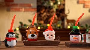 Sliner 12 Pack Christmas Party Favor Gift Cups with Straws and Lids,10 oz Christmas Plastic Cups Cute Santa Claus Elk Snowman for Winter Xmas Holiday Birthday Party Gifts Supplies