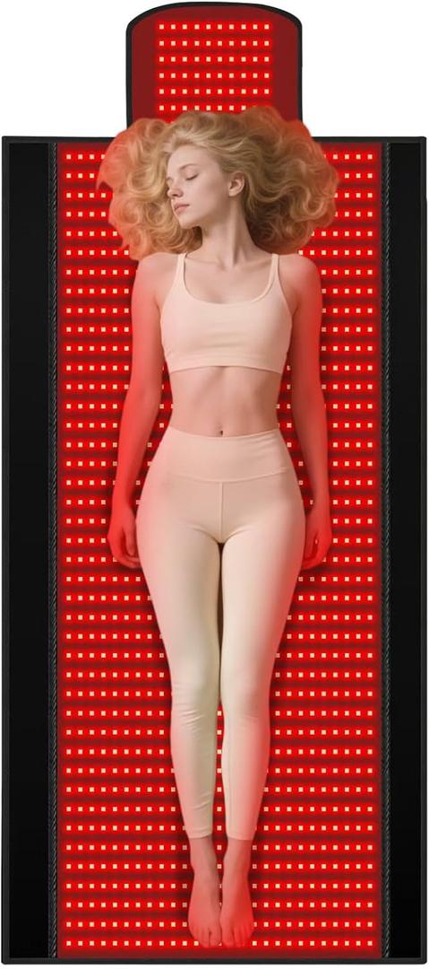 Red Light Therapy Mat for Body, 76.8''33.4'' Red Light Therapy Blanket, 1370pcs 2 in 1 LED Beads 660nm & 850nm, Premium Leather, 3 Modes & Adjustable Timer
