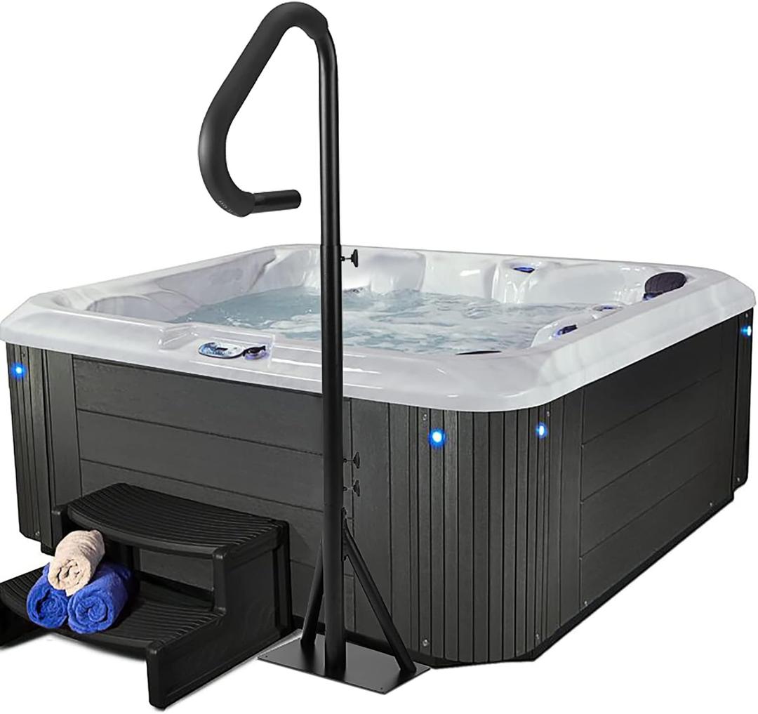 Spa Hot Tub Hand Rail - Adjustable Height 63'' Slide- Under Base Spa Steps Hot Tub Hand Rail, 600 LBS Load Spa Side Under Mount Rail, Spa Handrail for Hot Tub(Extra Long Rubber Sponge)