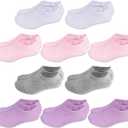 Cozi Foot 10 Pairs Boys Girls No Show Socks Cotton Non Slip Low Cut Socks (Small, C02-black)