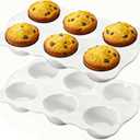Hiceeden 2 Pack Ceramic Muffin Pans, 6 Cups Non-stick Muffin Tin Cupcake Baking Pans with Handles for Muffin Cakes, Egg Tarts, Mousse, Pot Pie, Jelly