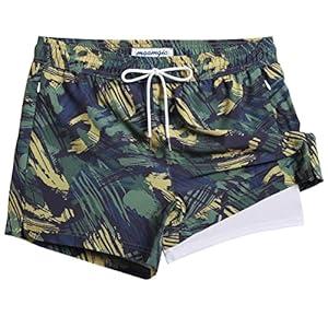 maamgic Mens Swim Trunks with Compression Liner Short Stretch Mens Bathing Suit Quick Dry Swimming Trunks Swimsuit Green White Large maamgic Mens Swim Trunks with Compression Liner Short Stretch Mens Bathing Suit Quick Dry Swimming Trunks Swimsuit Green White Large