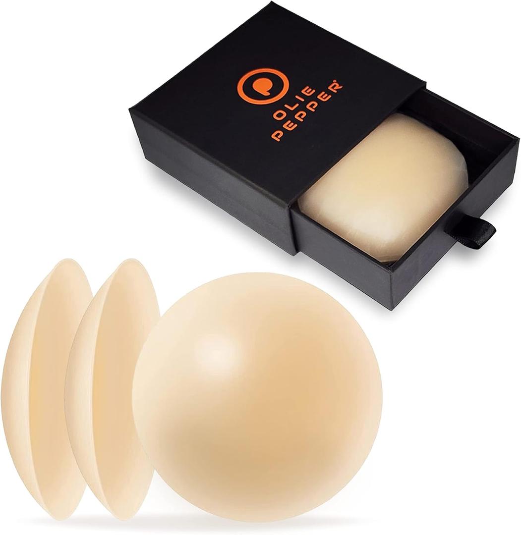 2-Pairs, Nipple covers sticky, Reusable nipple covers for women, Nipple Pasties Pack, Silicone nipplecovers (Beige)