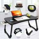 Fayquaze Laptop Bed Table, Portable Foldable Laptop Bed Desk with Storage Drawer and Cup Holder, Lap Desk Lap Stand Tray Table Floor Table Serving Tray for Eating, Reading and Working