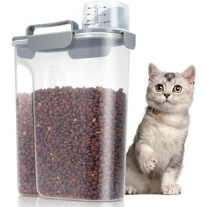 TBMax Large Cat Food Storage Container, Portable Dog Food Container with Upgraded Large Spout and Cup, Travel Pet Food Storage Dispenser for Small Animal Kibble Storage, Bird Seed Container - Grey (Dark Grey, 6Qt)