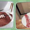 2 Pcs Football Sports Rug Round Basketball Bathroom Non Slip Baseball Bathroom Mat Decorative Football Area Rug Indoor Carpet for Bedroom Living Room Floor Chair Rooms Decor