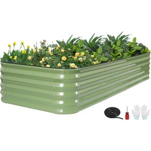 GoCampDriect 6IN1 Raised Garden Bed - 8x3x1.4ft Galvanized Raised Garden Boxes Outdoor Corrosion Resistant | Variable Shape 9x2x1.4ft Metal Raised Garden Beds for Planting Vegetable, Fruits, Flower