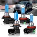 Fit for 2010-2015 Toyota Prius Halogen Headlight Bulbs,9005 H11 High Beam + Low Beam/Fog Lights Combo,Ultra Bright Plug-n-Play Light Bulbs,IP68 Waterproof,5000K White Light 4 Pack