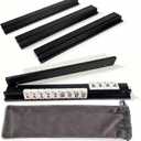 Mahjong Racks with Pushers Set of 4, Solid Pine Wood Tile Holders in Vintage Black, 17.3 Inch All-in-One Trays for American Mahjong, Dominoes & Mexican Train, Handcrafted Game Accessories(Black)