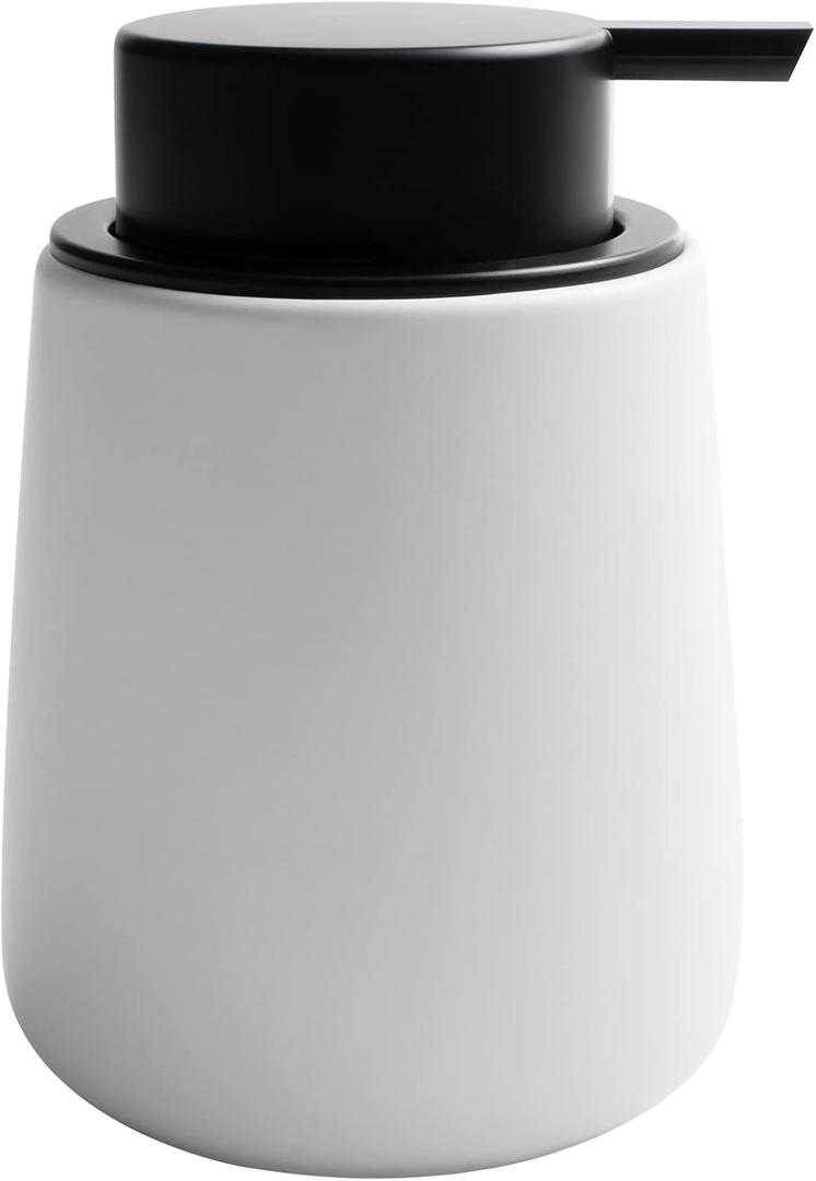 Soap Dispenser Ceramic with Easy-to-Press Pump Hand Lotion Liquid Dispenser for Shampoo Bathroom Kitchen 12 oz Blackwhite (Liquid-blackwhite)
