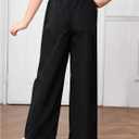Verdusa Girl's Striped Wide Leg Athletic Pants Streetwear Loose Drawstring Waist Trousers