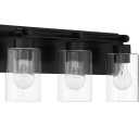 3 Light Bathroom Light Fixtures, Modern Black Vanity Lights Over Mirror, Wall Sconce with Clear Glass Shade and Metal Base, Matte Black Vanity Lights for Bathroom