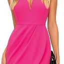 oxiuly Women's Wrap V Neck Bodycon Ruched Cocktail Party Dress Chic Church Wedding Club Pencil Dresses OX345 S, Pink