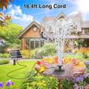 Jutai Solar Fountain Works in Cloudy Day with 2000mAH Battery Backup, 3.5W Glass Panel DIY Water Pump Kit with Sucker and Stake for Bird Bath, Water Feature,Garden, Outdoor-7 Nozzles,16.4ft Power Cord