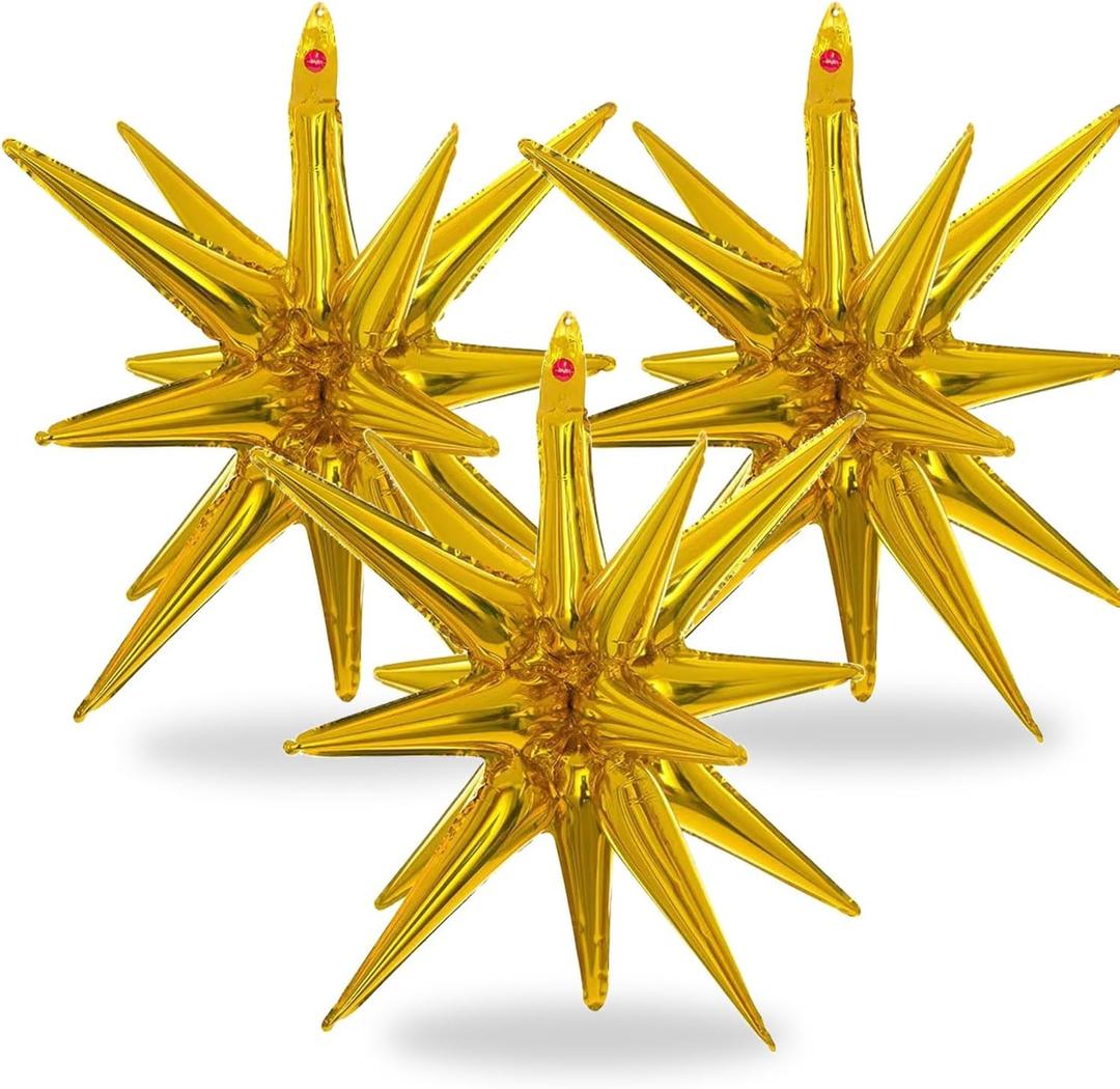 4 x Gold Star Balloons Birthday Balloons Wedding Conjoined Star Balloon for Birthday Shower Wedding Bachelorette Gold Disco Party Decorations Supplies Balloon Sets-3 PCS