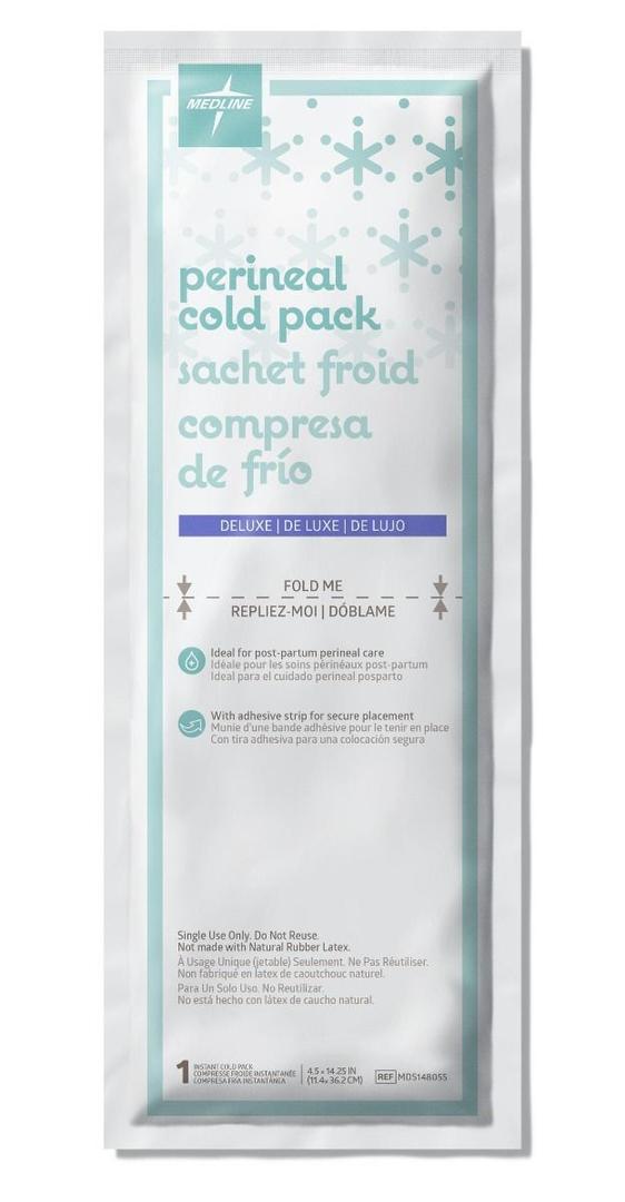Medline Deluxe Perineal Cold Pack with Adhesive Strip, 4.5 Inches x 14.25 Inches, Soothes Postpartum Area, Regular Absorbency, Single Use, 1 Each 24ct