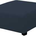 Easy-Going Stretch Square Ottoman Cover 40x40x15 inch Folding Storage Stool Furniture Protector Soft Rectangle slipcover with Elastic Bottom Dark Blue (Medium-XL)