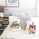 JOJOGOGO He is Risen Easter Decor Throw Pillow Covers 18x18 Set of 4, Religious Easter Decorations Pillow Covers 18 x 18, Christian Home Decor Gifts Purple Throw Pillows for Couch and Bed