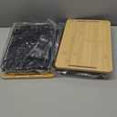 2 Set XL Stackable Wire Basket with Bamboo Tops & Tags- Pantry Organizer and Storage Bins, Kitchen Counter Cabinet Shelf Countertop Under Sink Organizing, Food Snack Produce Onion Potato Bread Storage