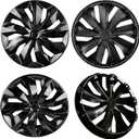 16 inch Hubcaps ABS Replacement for Steel Wheel（Non-Alloy） Snap-on Set of 4 | Stylish Durable R16 Universal-fit Wheel Cover Hub Caps Iron Rims Tire Cap Upgrade Your Cars Trucks Sedans SUV Vans（16"，Black）