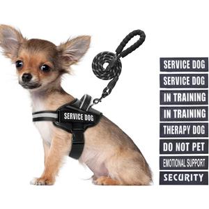 Service Dog Vest Harness and Leash Set, Animire in Training Dog Harness with 10 Dog Patches, Reflective Dog Leash with Soft Padded Handle for Dogs,  (Black,S)
