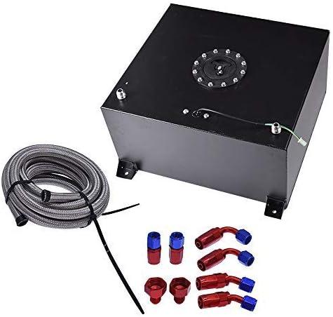 labwork 15 Gallon Black Aluminum Fuel Cell Gas Tank+Cap+Level Sender+Fuel Line Kit
