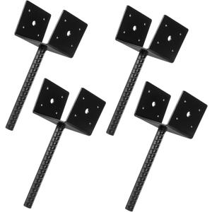 Goaste 4-Piece U-Shape Fence Post Holder - Durable Concrete Post Ankors, Fence Base Spike Supports for Deck, Porch, Mailboxes