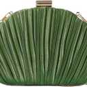 QWINEE Women's Shell Shaped Clutch Purse Ruched Mini Crossbody Bag Elegant Evening Handbag with Chain Strap