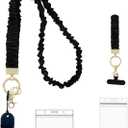 Stretchy Scrunchie Lanyard for ID Badges & Keys  with Silicone Pen Holder | Cute & Secure Scrunchie Lanyards for Teachers, Nurses, Women (Black)