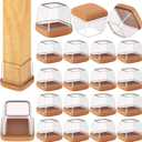 32 Pcs Chair Leg Floor Protectors Square, Silicone Chair Leg Protectors for Hardwood Floors, Chair Leg Caps Covers Protect Wooden Floors from Scratching, Thick, Won't Tear (Fit: 1-1/10" - 1-3/10")