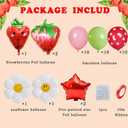 37PCS Strawberry Balloons Set, Strawberry Birthday Party Supplies, Foil Balloons for Girls, Red and Green