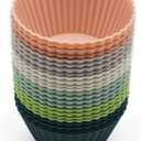 Reusable Silicone Cupcake Baking Cups 24 Pack, 2.75 inch Silicone Baking Cups, Non-stick Muffin Cupcake Liners for Party Halloween Christmas, Easy Clean Pastry Muffin MoldsMulticolor (Multicolor(New Upgrade))