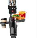 4-in-1 Car Cup Holder Expander with 360 Swivel Tray, Universal Adjustable Base for Large Mugs and Bottles, Integrated Smartphone Mount for Food and Snacks, Black