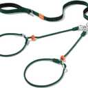 Howgo Double Slip Leash Slip Lead with Two Handles| Dual Dog Slip Lead for 2 Dogs,360 Swivel No Tangle | Dog Training Collar | Double Clip Leash Coupler and Splitter (Green, 6FT)